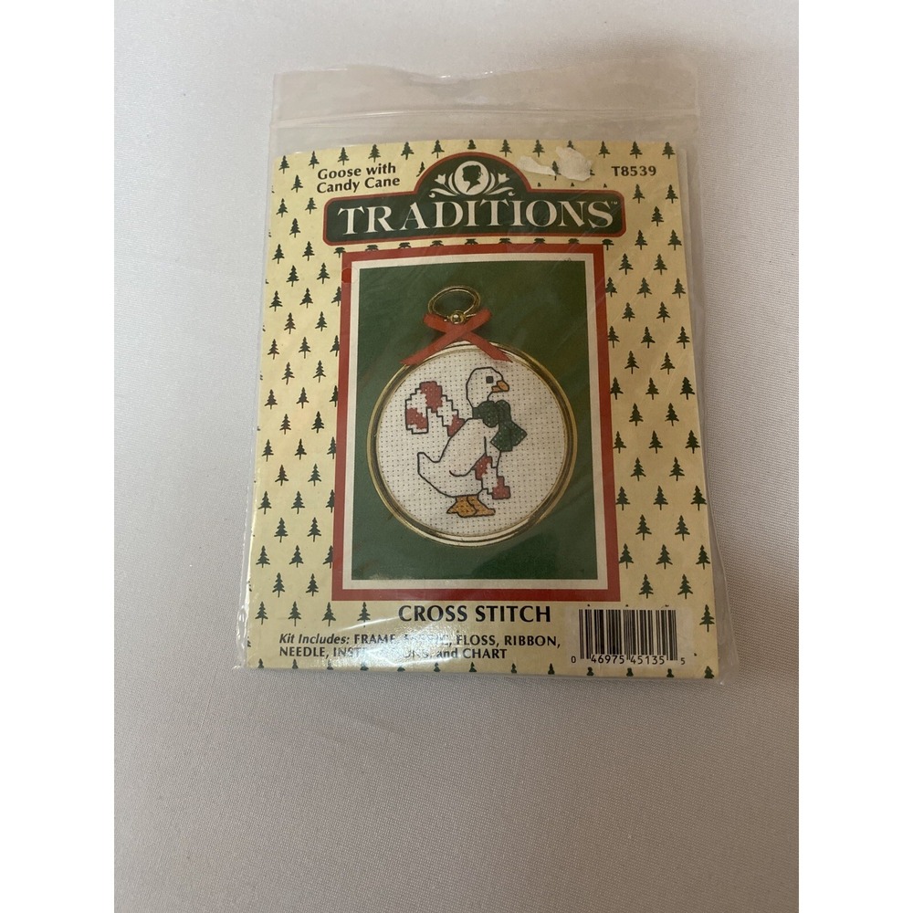 Traditions Cross Stitch Goose With Candy Cane Kit #3152 Christmas Ornament